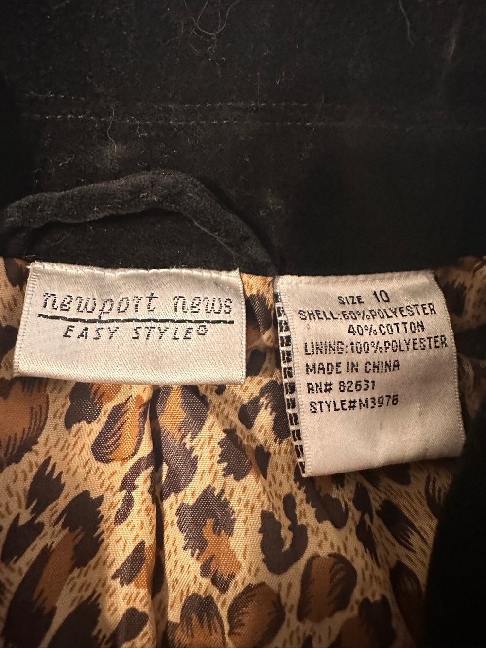VINTAGE 90s Y2K Newport News Black Velvet Leopard Print Lined Trench Coat Maxi - Picture 6 of 10